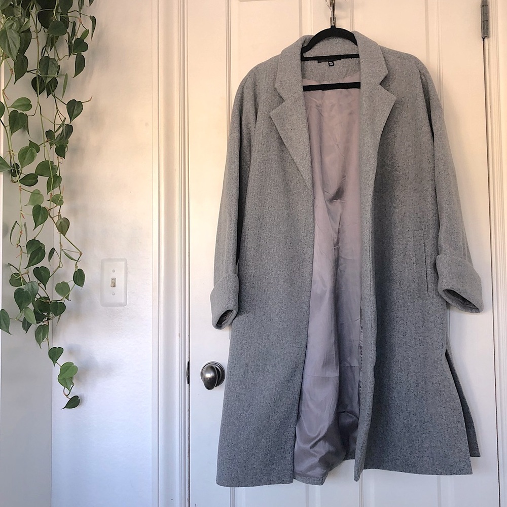 Gray Oversized Mid-Length Coat